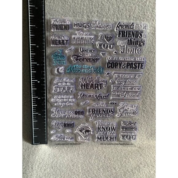 Hot Off The Press Inc. Clear Acrylic Stamps Set - Friends Forever Sentiments - Picture 2 of 5